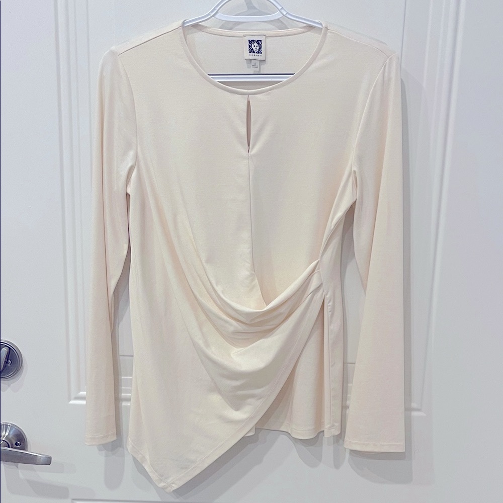 Anne Klein Ivory Asymmetrical Blouse